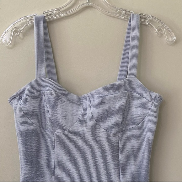Lush Sweatheart Neck Slip On Sky Blue Mini Dress - Picture 3 of 8